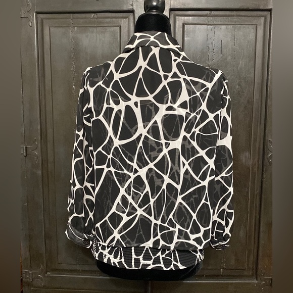 Sere Nade sheer jacket giraffe pattern black & white 1  button with tank large - Picture 3 of 14